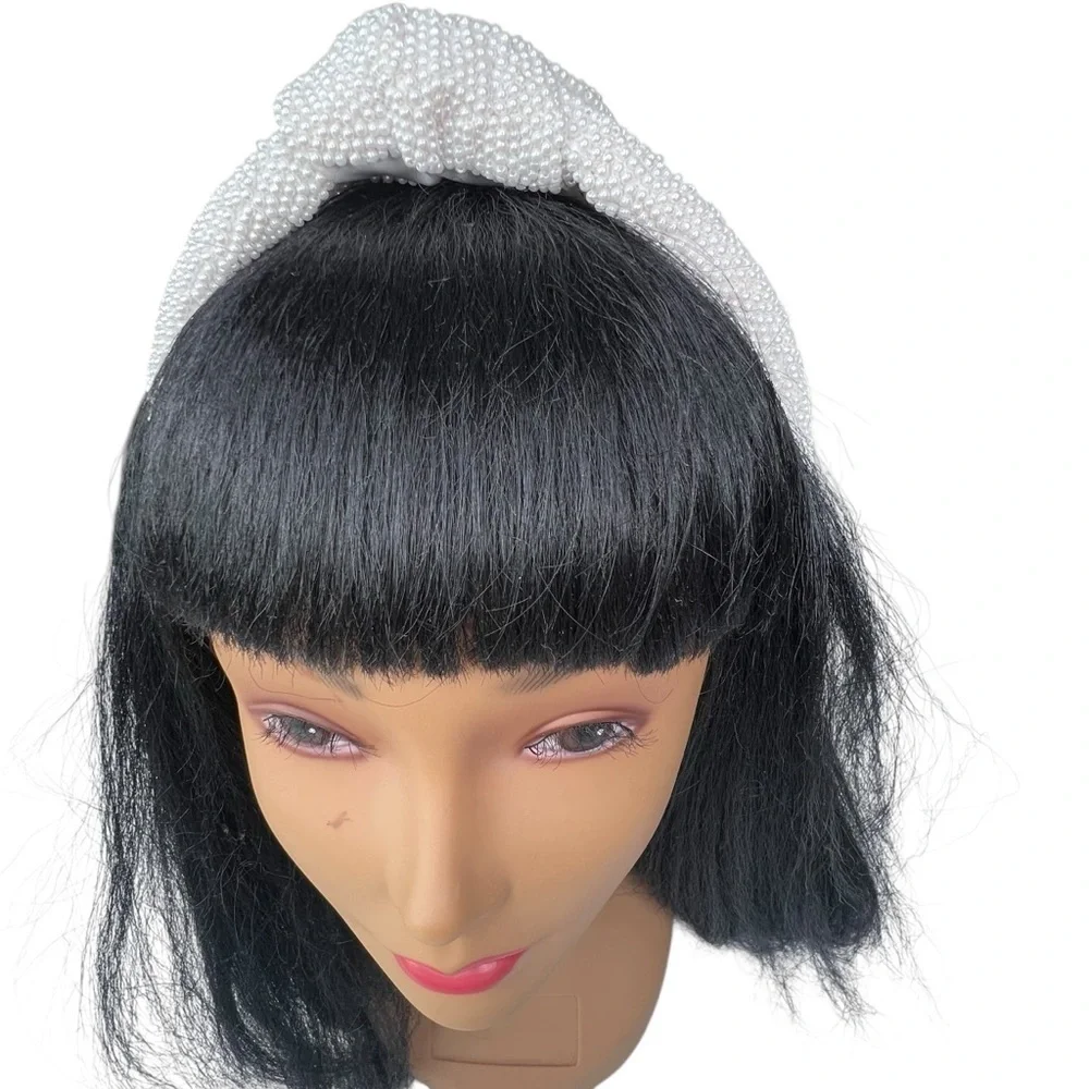 J. Crew White Beaded Knot Headband
